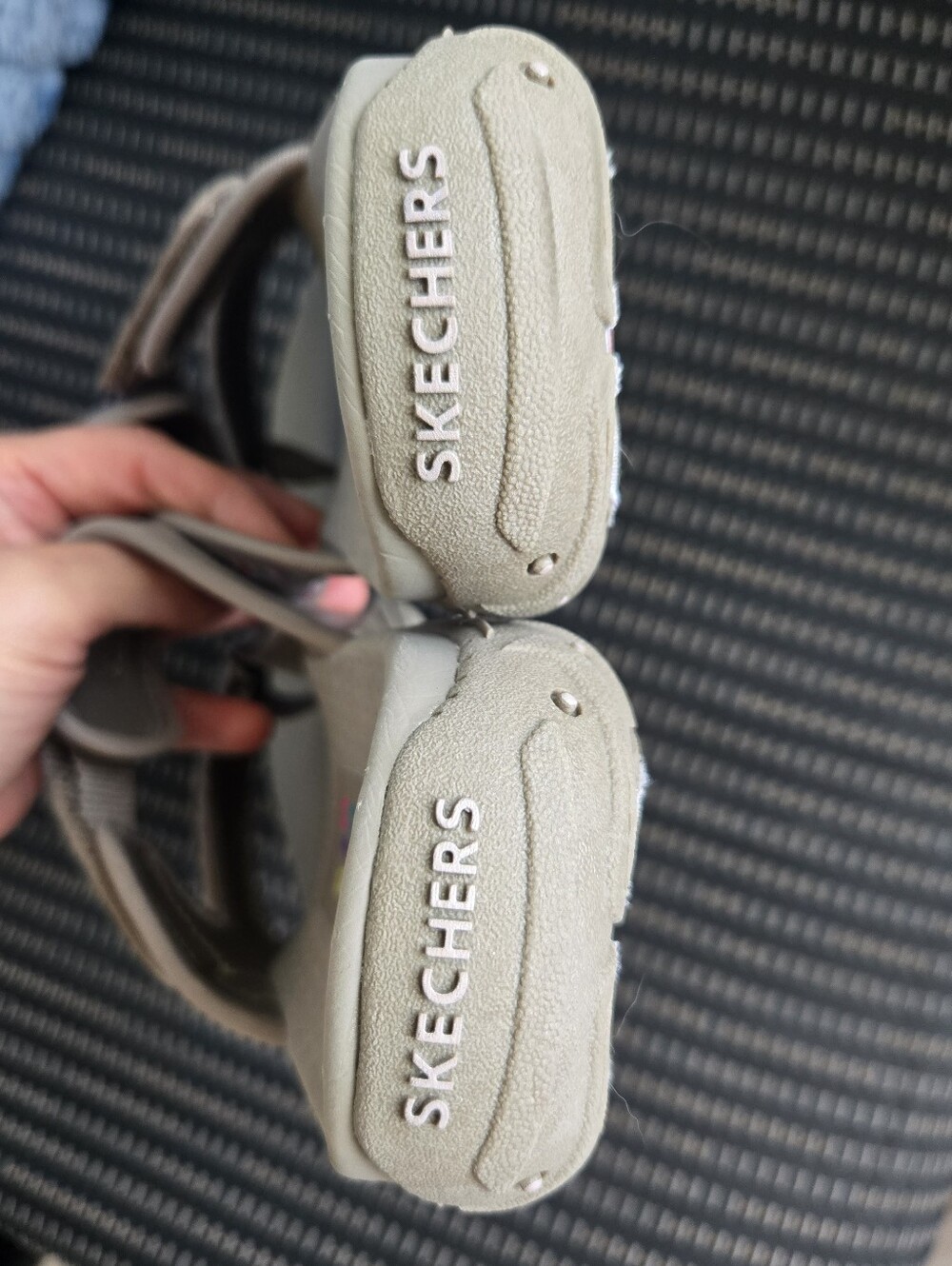 Skechers Gray Strappy Sandals with Pink & Blue Accent - Picture 3 of 5